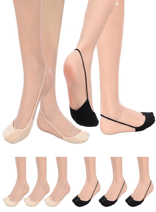 Heclia جوارب هيكليا الداخلية القصيرة جدًا (6 أزواج)، جوارب نسائية مبطنة لمنطقة مقدمة القدم، جوارب داخلية مخفية لأصابع القدم مع حزام خلفي للنساء، جوارب نصفية مبطنة مخفية بحزام خلفي للأحذية ذات الكعب العالي - Image 1
